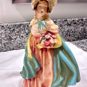 Vintage New Art Wares Victorian Lady Chalkware Figurine